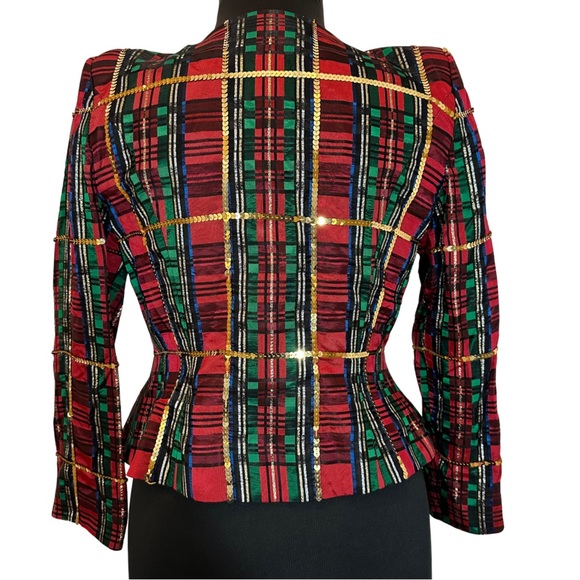 Warren Petites vintage plaid sequin jacket/ blazer size 12 - Picture 2 of 14